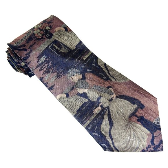 Piano Teacher Tie Music Necktie Romantic Vintage Tapestry Style Textured - Picture 2 of 4
